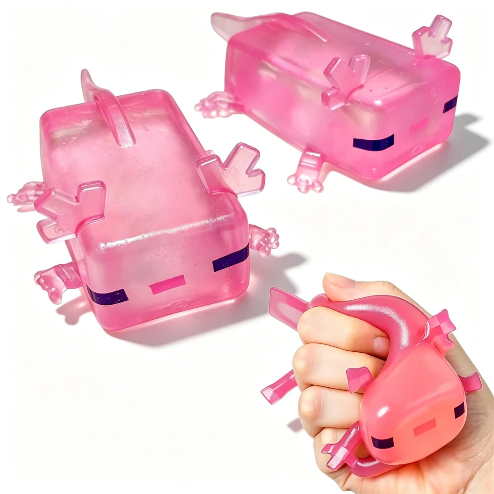 Transparent Cube Axolotl Squishy Toy